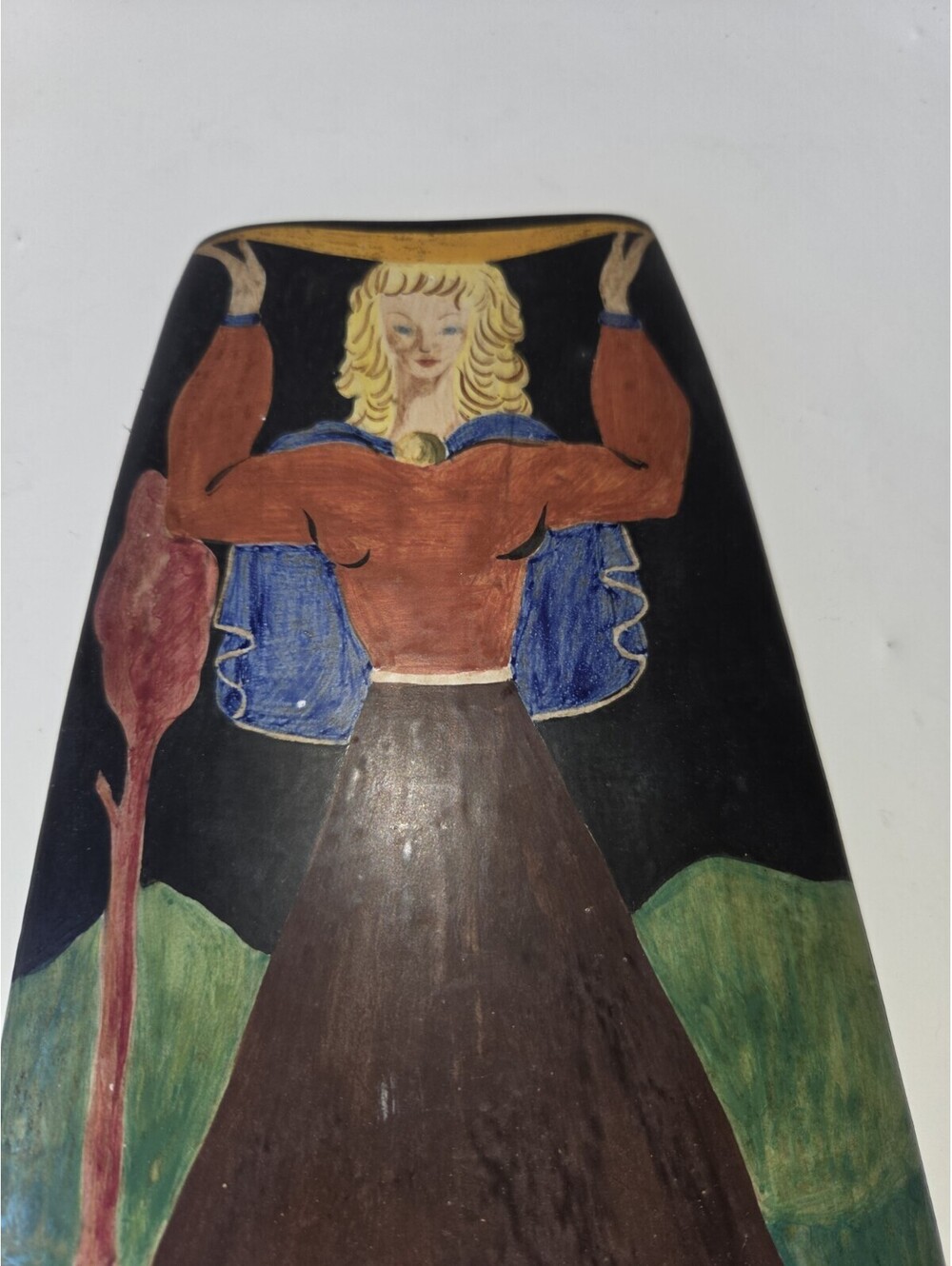 Folkart Handpainted Ceramic Blonde Gypsy Woman SG2